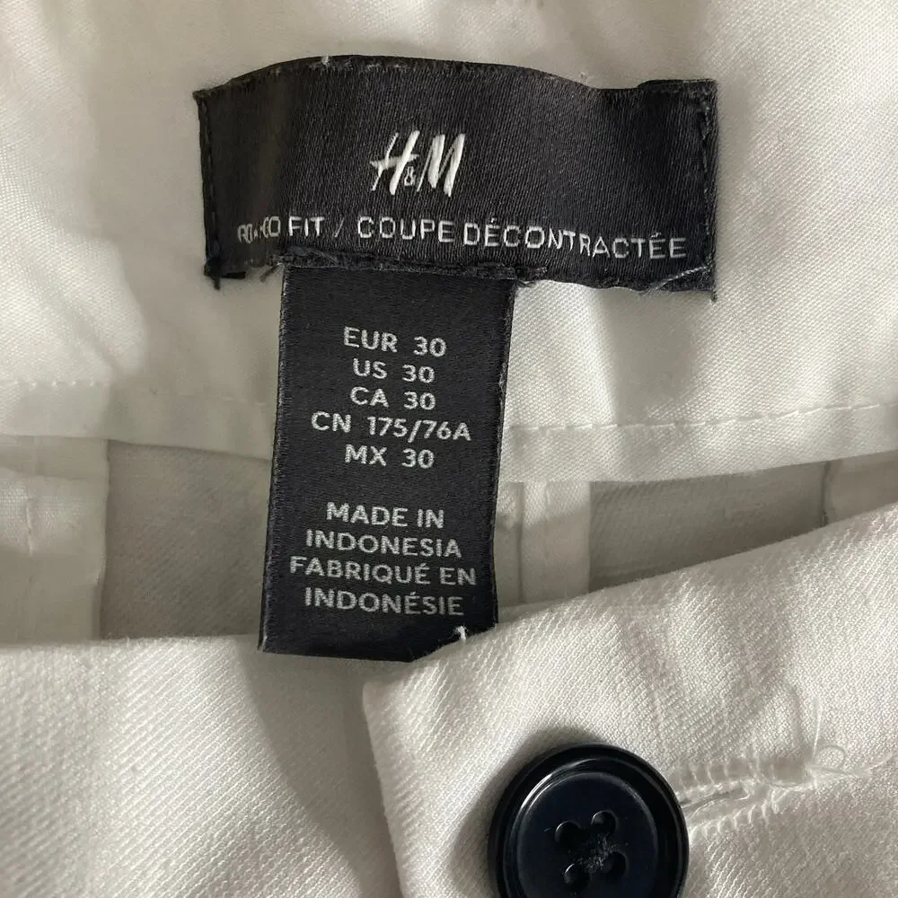 H&M Pants Womens 30 White Linen Blend Career Relaxed fit